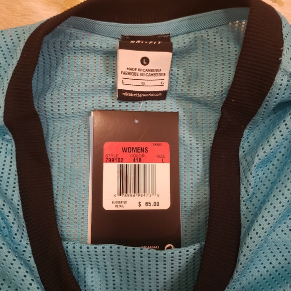 NWT Nike L Blue Mesh Crop Top - Picture 4 of 8